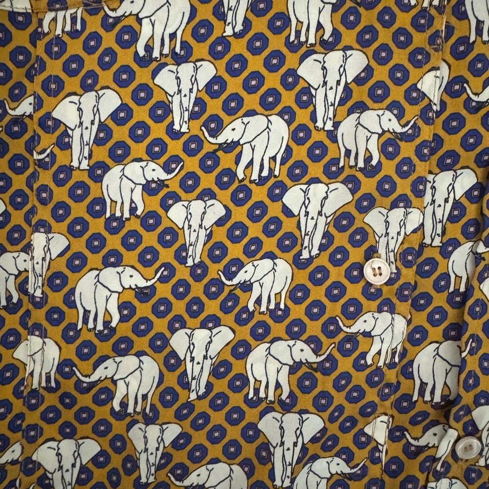 Zara Yellow, White and Brown Printed Button-Down Shirt - Picture 5 of 8